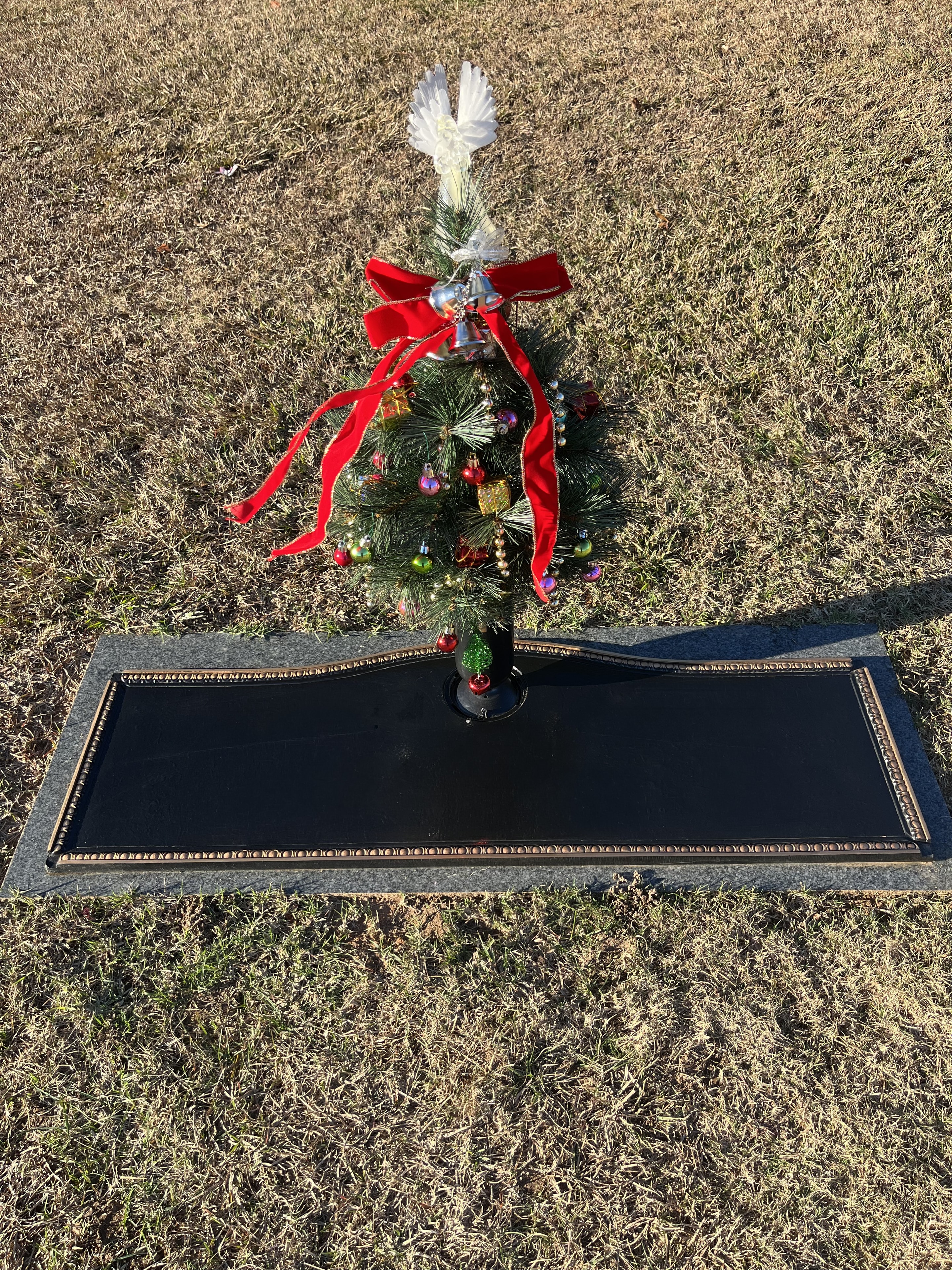 Holiday wreath & ribbon tribute